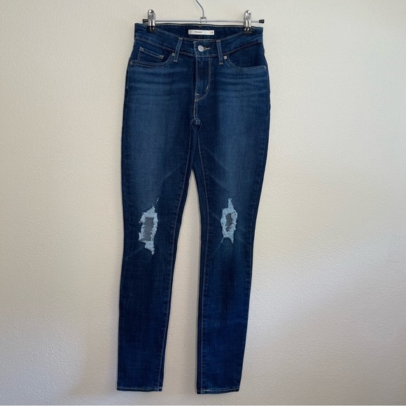 Levi 711 Skinny Distressed Knee Jeans - Picture 3 of 16